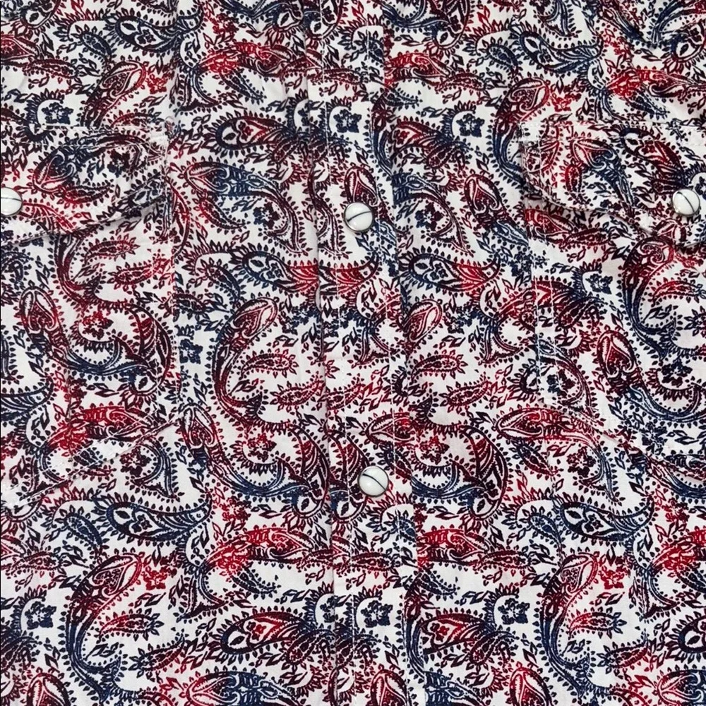 Paisley Red and Blue Cody James Men's Short Sleeve Button Up Shirt - Picture 5 of 5